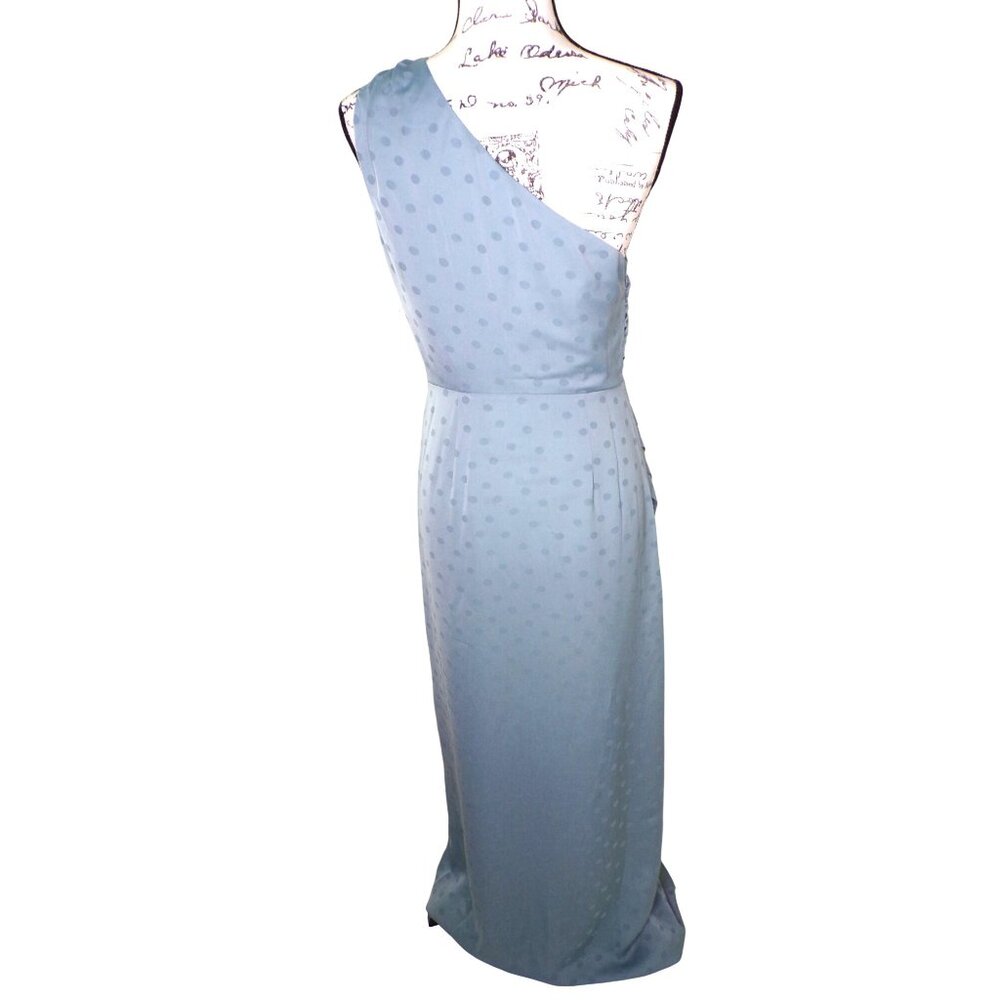 🆕FAVORITE DAUGHTER The Singles Table One Shoulder Dress Gown Polka Dot Blue 2 - Picture 14 of 16